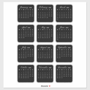Sticker Simple Minimaliste 2025 Calendrier mensuel