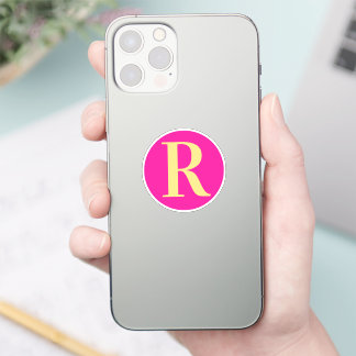Sticker Simple Monogramme moderne Hot rose