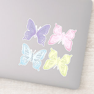 Sticker Simple Pastel Colours Minimaliste Papillons
