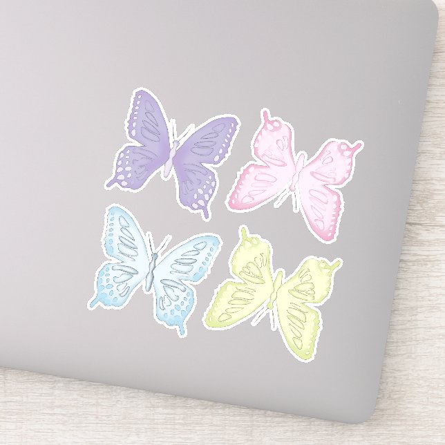 Sticker Simple Pastel Colours Minimaliste Papillons (Détail)