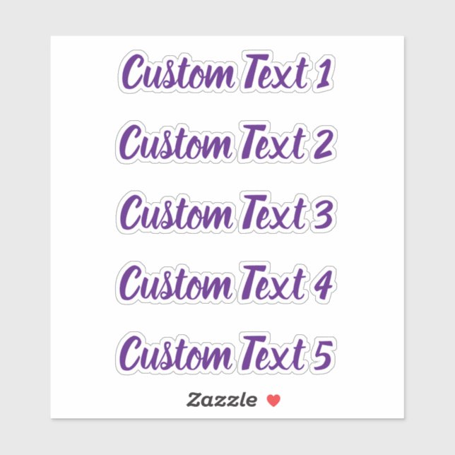 Sticker Simple Royal Purple Script 5 lignes de texte (Feuille)