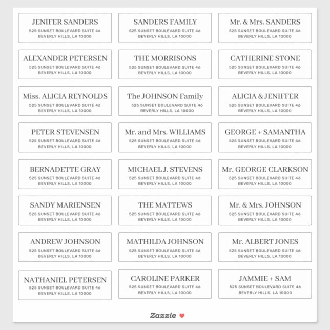Sticker Simple typographie mariage adresse client autocoll (Feuille)