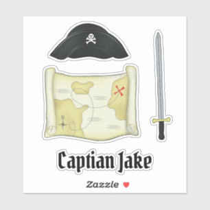 Sticker Simple Whimsical mignon Casquette Pirate Carte des