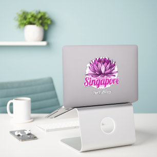 Sticker Singapour Lotus Drapeau Vintage Vacances Souvenir