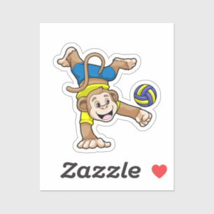 Sticker Singe aux sports avec volleyball