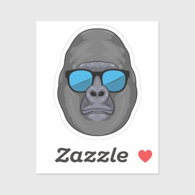 Sticker Singe avec lunettes de soleil (Feuille)