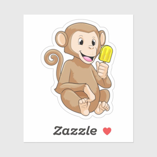 Sticker Singe avec Popsicle (Feuille)
