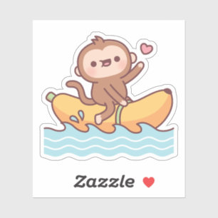 Sticker Singe Mignon à Bord d'un Bateau Banane