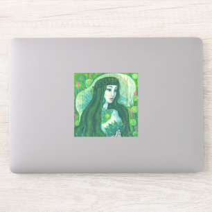 Sticker Sirène à cheveux vert sous l'Imaginaire sous-marin