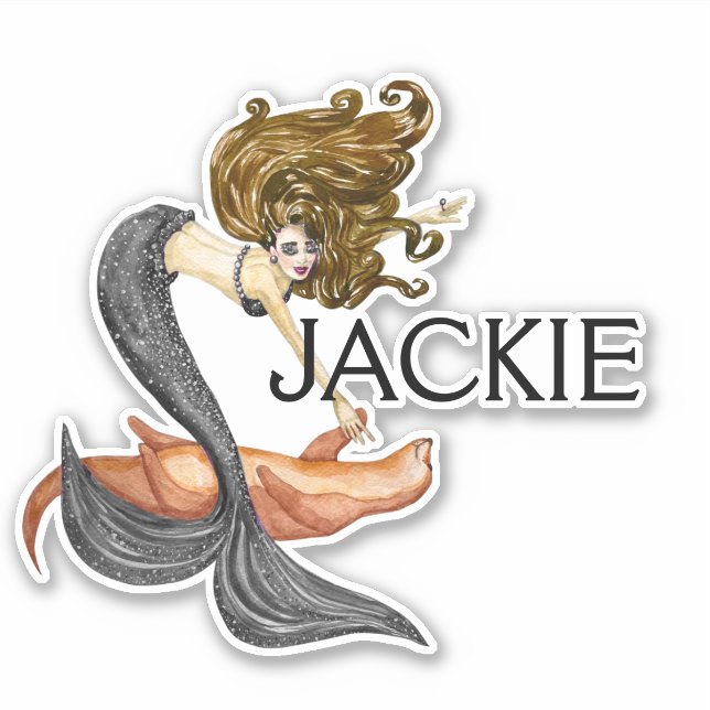 Sticker Sirène Nom personnalisé Cute (Devant)