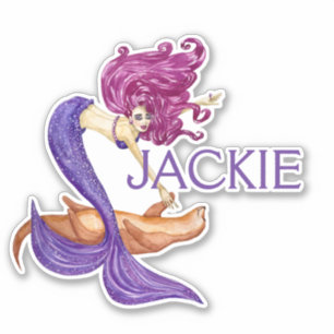 Sticker Sirène Nom personnel mignon pourpre