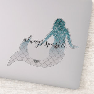 Sticker Sirène turquoise de Parties scintillant