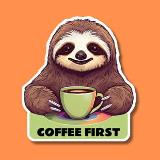 Sticker Siroter le café Sloth Premier étanche