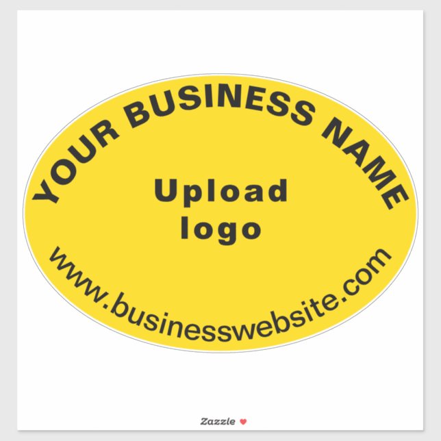 Sticker Site d'affaires sur le vinyle jaune de forme ovale (Feuille)