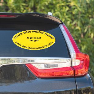 Sticker Site d'affaires sur le vinyle jaune de forme ovale
