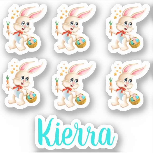 Sticker Six Mignons lapins lapins de Pâques Monogramme (Devant)