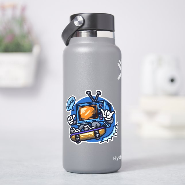 Sticker Skate Télévision Bleu Brown 4" Kiss Cut Vinyl (HydroFlask)