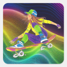 Sticker Skateboard Girl