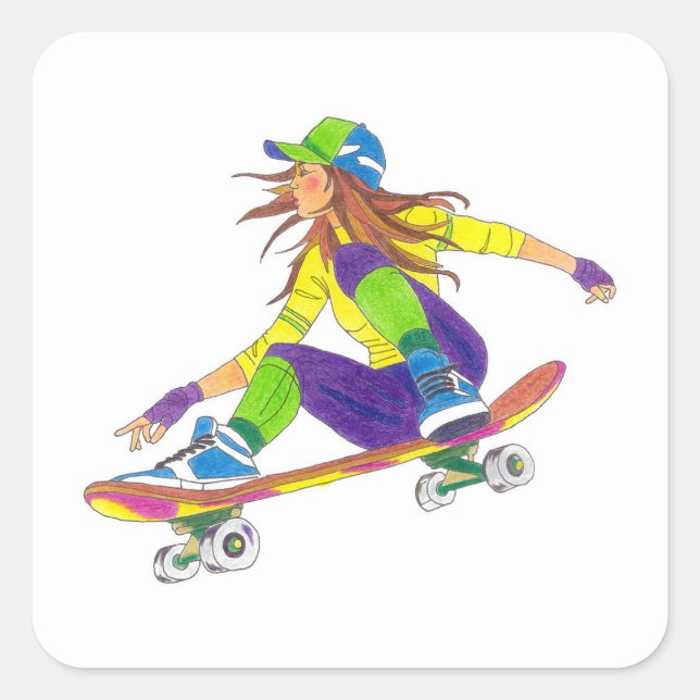 Sticker Skateboard Girl (Devant)