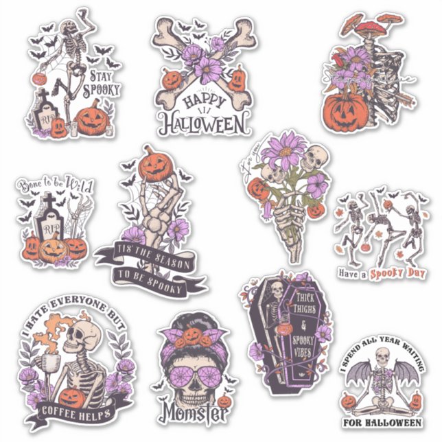 Sticker Skeleton d'Halloween (Devant)