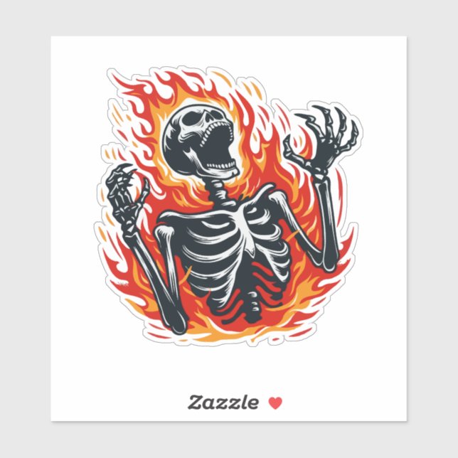 Sticker Skeleton en feu (Feuille)