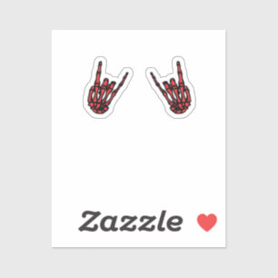 Sticker Skeleton Hand Heart Roll & Red Classic