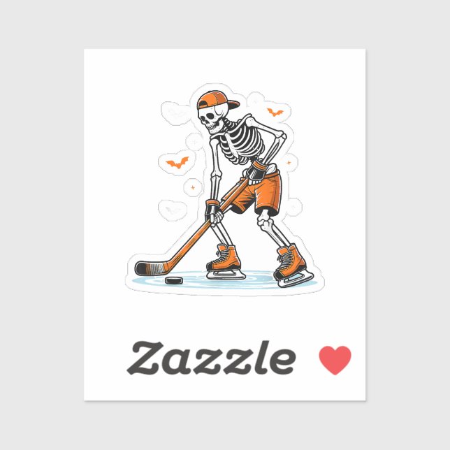 Sticker Skeleton Hockey sur glace Halloween garçons Drôle  (Feuille)