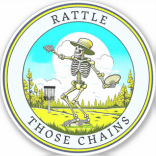 Sticker Skeleton Jouer Disque Golf   Accrochez ces chaînes