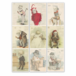 Sticker Skeleton Skulls Calendrier des années 1800 vintage