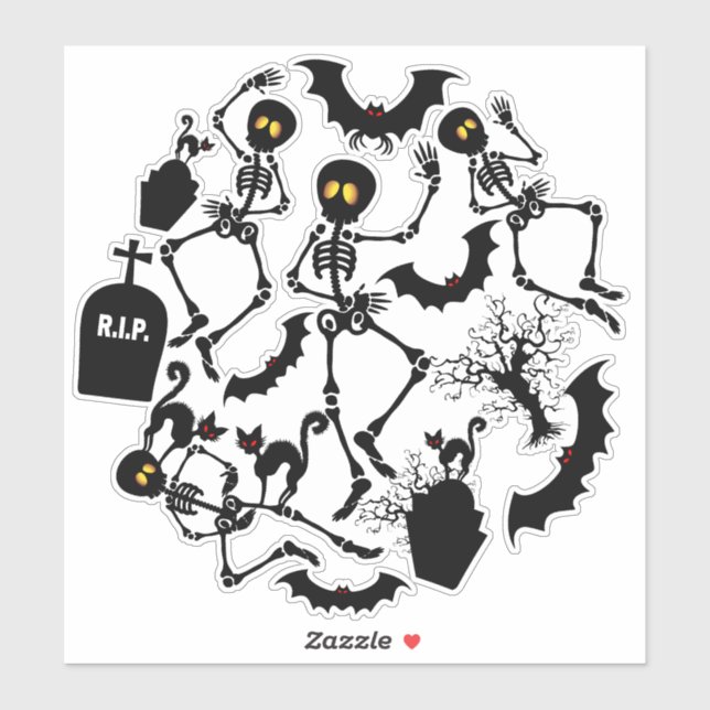 Sticker Skeletons d'Halloween Macabre Dance (Feuille)