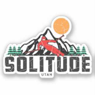 Sticker Ski de montagne Rétro Solitude