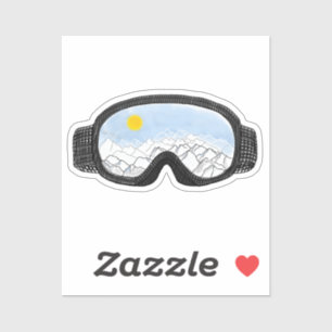 Sticker Ski Goggles Mountain View Illustration