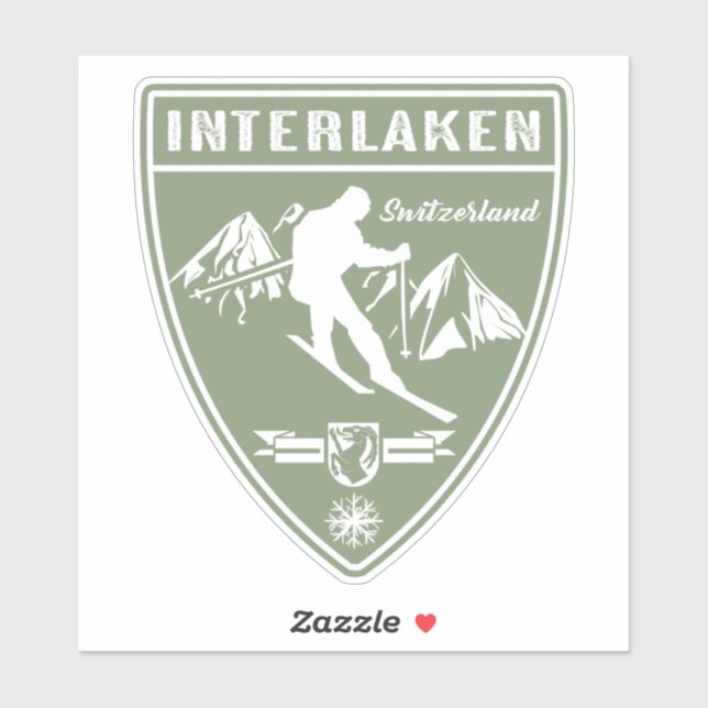 Sticker Ski Interlaken Suisse (Feuille)