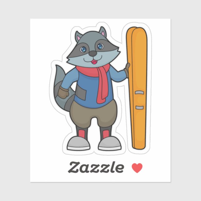 Sticker Ski Racoon (Feuille)