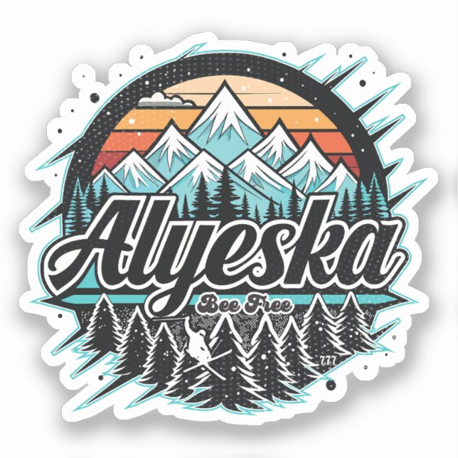 Sticker Ski Retro Alyeska (Recto)