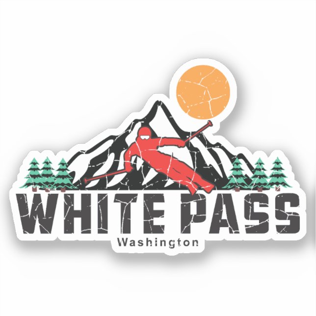 Sticker Ski Retro White Pass (Recto)