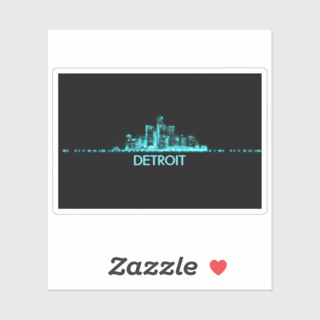 Sticker Skyline de Détroit (Feuille)