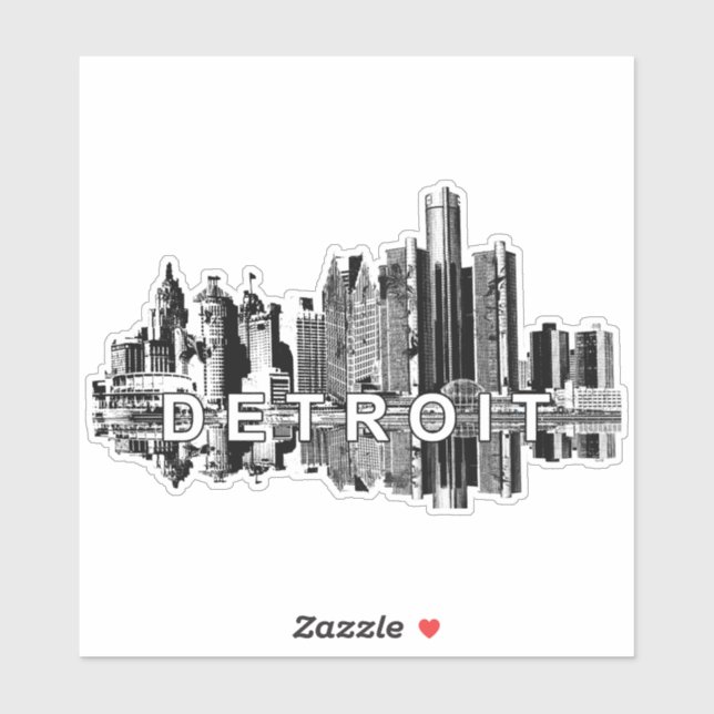 Sticker Skyline de Detroit, Michigan (Feuille)