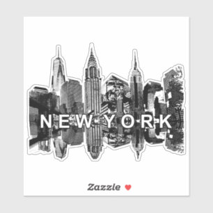 Sticker Skyline de New York en encre noire