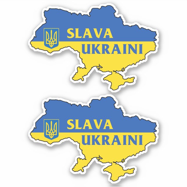 Sticker Slava Ukraine Ukraine Ukraine drapeau ukrainien St (Devant)