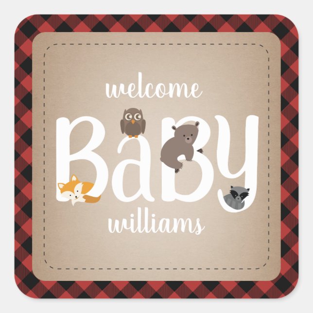 Sticker Sleepy Woodland Animaux Plaid (Devant)