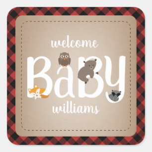 Sticker Sleepy Woodland Animaux Plaid