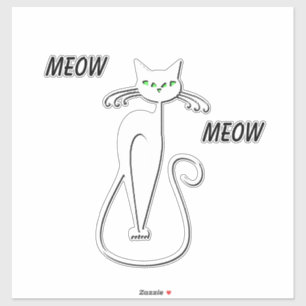 Sticker Slinky Black Cat Meow Meow Texte Personnalisé Yeux