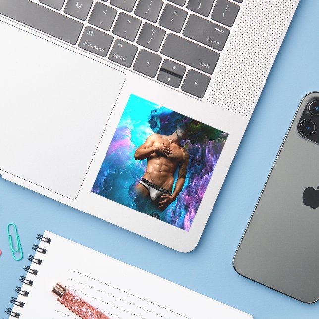 Sticker SlipperyJoe homme musclé sous-vêtements bulle dyna (Ordinateur portable avec iPhone)