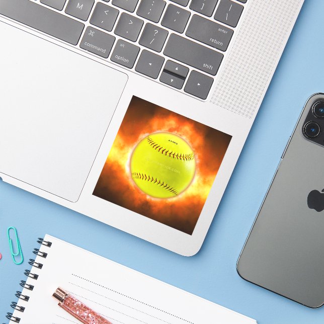 Sticker SlipperyJoe's artistic Softball on fire gay gifts  (Ordinateur portable avec iPhone)