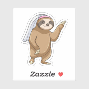 Sticker Sloth as Bride with Veil