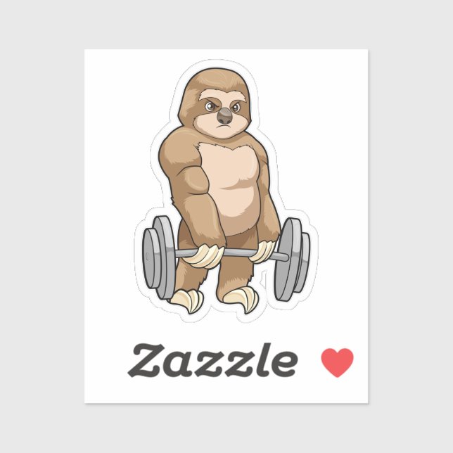 Sticker Sloth au Bodybuilding avec Barbell (Feuille)