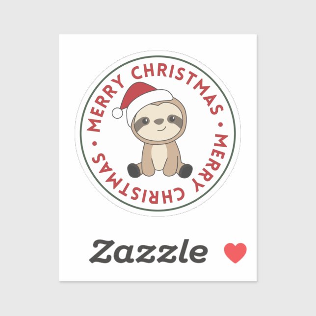 Sticker Sloth Christmas Snow Winter Animaux (Feuille)