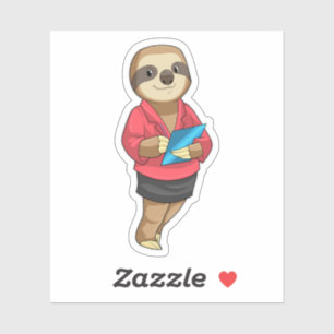Sticker Sloth en tant que secrétaire avec Bloc-notes