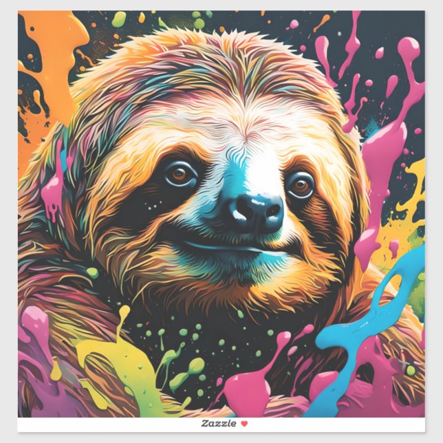 Sticker Sloth with splatters (Feuille)